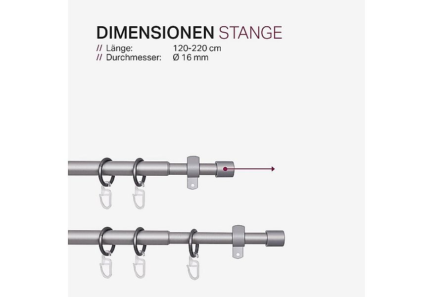 Bestlivings Gardinenstange Set mit dekorativen Endstücken, Ø 16 mm, 1-läufi günstig online kaufen