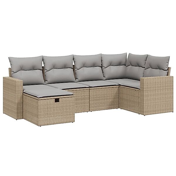 vidaXL 6-tlg Garten-Sofagarnitur mit Kissen Beige Poly Rattan Modell 158 günstig online kaufen