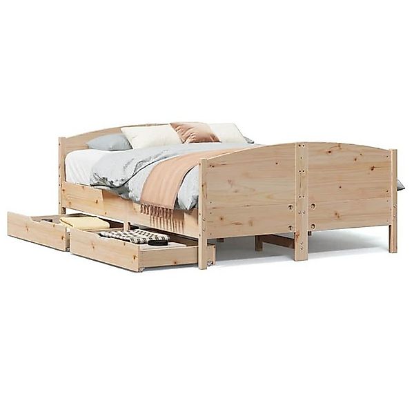 vidaXL Bett, Massivholzbett ohne Matratze 135x190 cm Kiefernholz günstig online kaufen