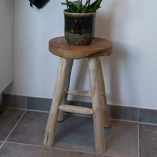 Beistellhocker aus Teak Massivholz 45 cm hoch günstig online kaufen