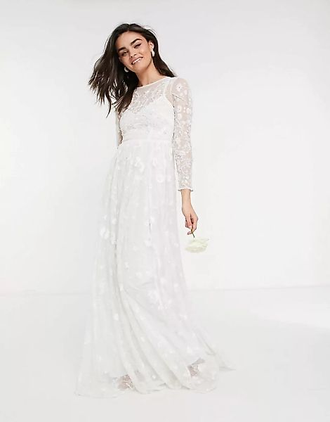 ASOS EDITION – Ava – Verziertes Hochzeitskleid mit durchgehender Stickerei- günstig online kaufen
