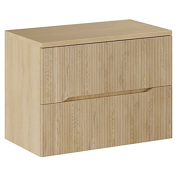Lomadox Waschbeckenschrank NARPIO-56 80cm breit in Eiche mit gerillten Fron günstig online kaufen
