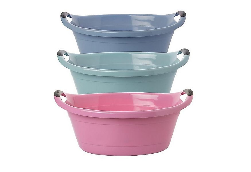 Centi Wäschewanne Wäschekorb mit Griffen, robust, stapelbar, bunt (3er-Set) günstig online kaufen