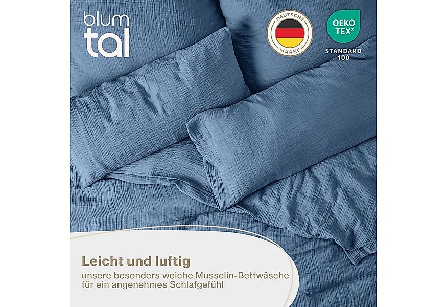 Blumtal Bettwäsche Musselin 100% Baumwolle im Set, Kopfkissenbezug & Decken günstig online kaufen