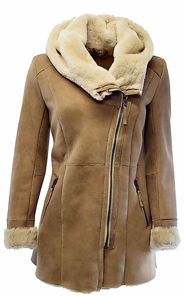 Zimmert Leather Ledermantel Olivia Damen, Lammfellmantel, Kapuze, Beige, Nu günstig online kaufen
