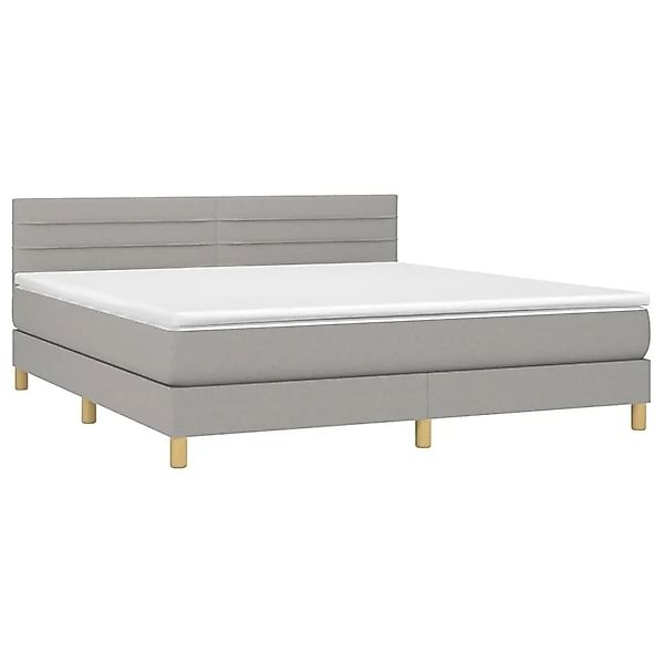 vidaXL Boxspringbett mit Matratze & LED Hellgrau 160x200 cm Stoff 3133805 günstig online kaufen