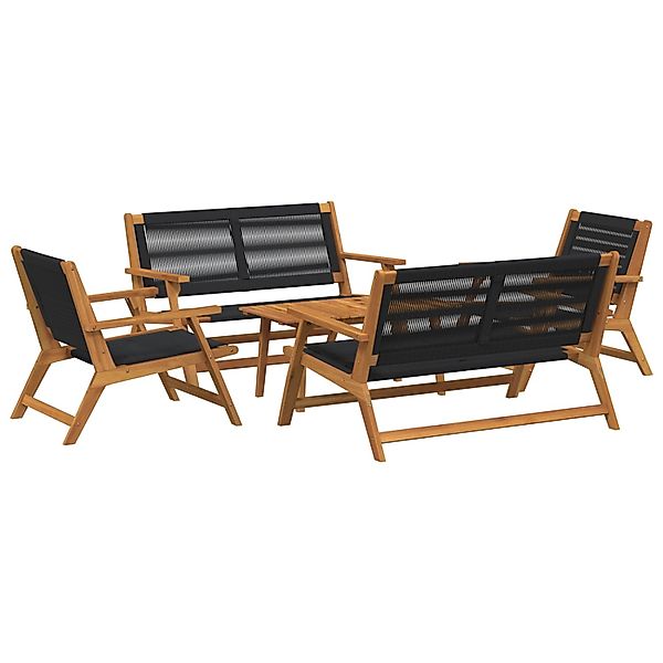 vidaXL Gartenstühle mit Tisch 5-Teilig Schwarz Massivholz Akazie 3214461 günstig online kaufen