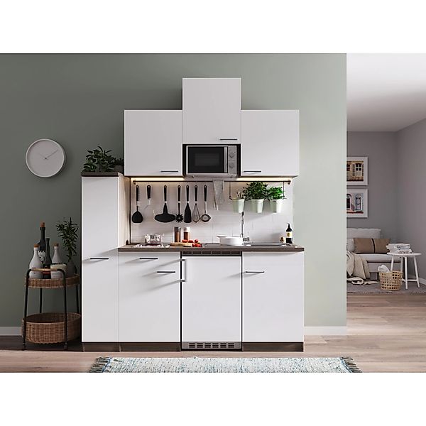 Respekta Küchenzeile KB180EYWMIC 180 cm Weiß-Eiche York Nachbildung günstig online kaufen