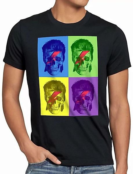 style3 Print-Shirt Herren T-Shirt Bowie Skull turntable retro pop-art warho günstig online kaufen