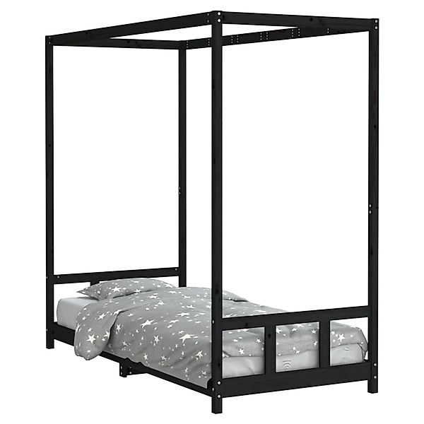 vidaXL Kinderbett Schwarz 90x200 cm Massivholz Kiefer 834524 günstig online kaufen