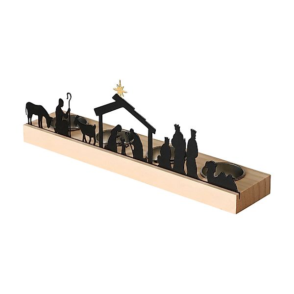 Spetebo Teelichthalter Krippen Figuren schwarz (Kerzenhalter, günstig online kaufen