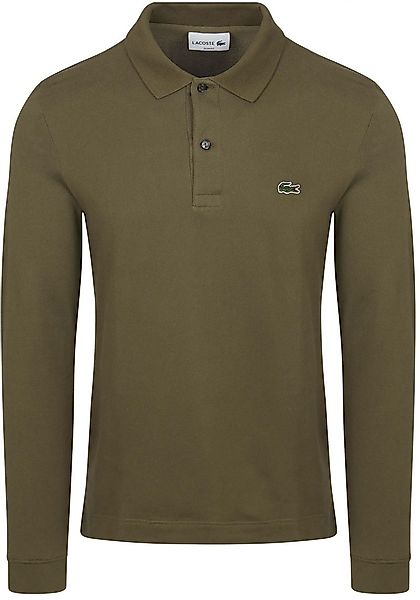 Lacoste Langarm-Poloshirt Olivgrün - Größe M günstig online kaufen