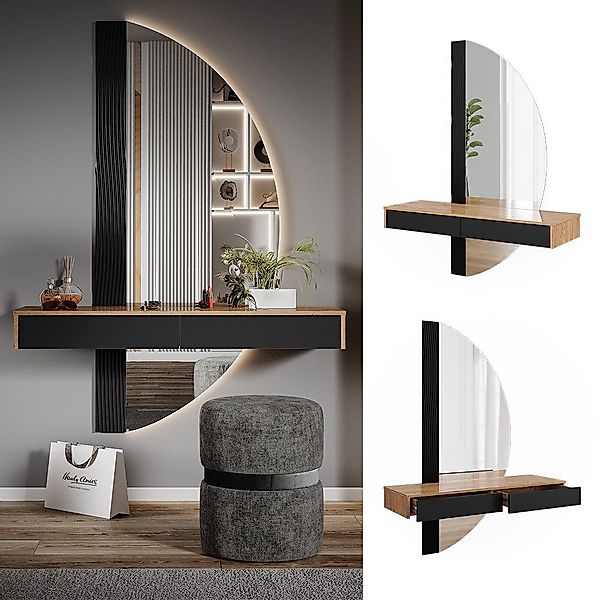 Vicco Schminktisch Melisa, Eiche/Schwarz, 120 cm günstig online kaufen