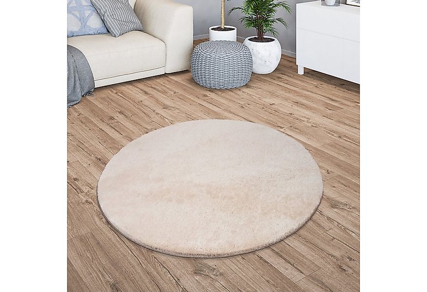 TT Home Teppich, Rund, Höhe: 14 mm, Wohnzimmer Kurzflor Einfarbig Modernes günstig online kaufen