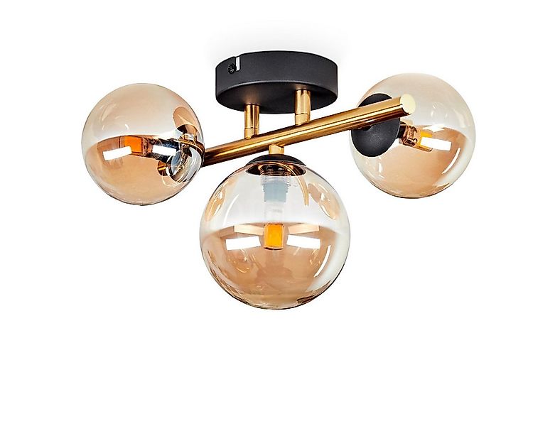 hofstein Deckenleuchte Deckenlampe aus Metall/Glas in Schwarz/Goldfarben/Be günstig online kaufen