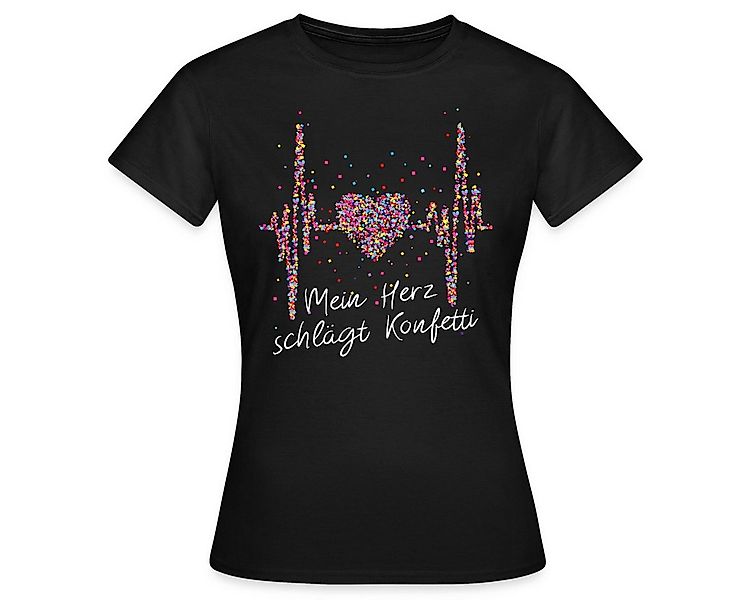 Spreadshirt T-Shirt Herzschlag Karneval Mein Herz Schlägt Konfetti Spruch F günstig online kaufen