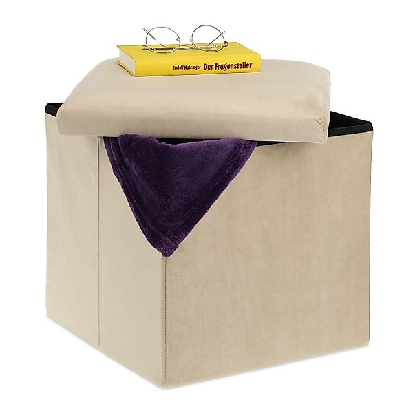 relaxdays Stauraumhocker Sitzhocker mit Stauraum, Creme günstig online kaufen