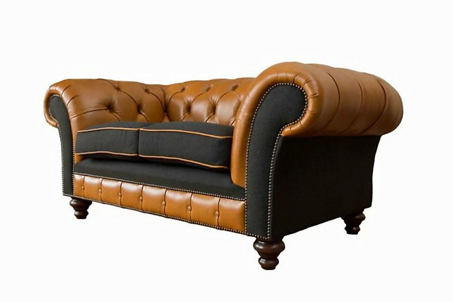 JVmoebel Chesterfield-Sofa CHESTERFIELD 2-SITZIGES SOFA AUS BRAUNEM LEDER U günstig online kaufen