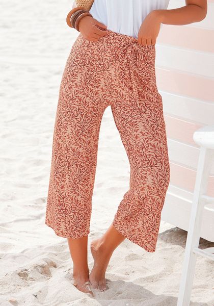 Beachtime Culotte (mit Bindegürtel) mit Blätterdruck günstig online kaufen