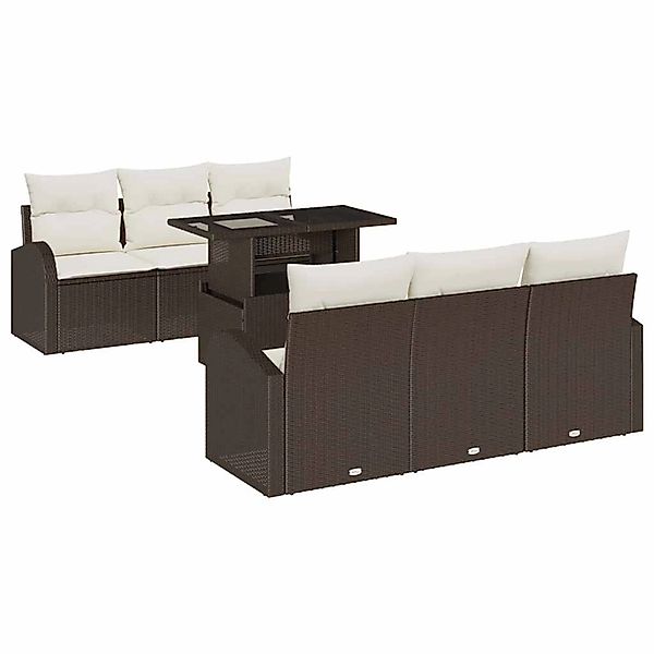 vidaXL Garten-Sofa-Set mit Kissen 7-Tlg Braun Poly Rattan 3348564 günstig online kaufen