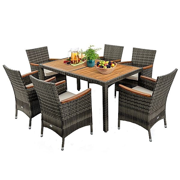 COSTWAY Garten-Essgruppe 6 Personen, (7 tlg), günstig online kaufen