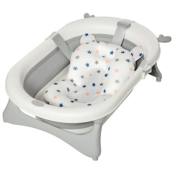 HOMCOM Babybadewanne faltbare Babywanne zusammenklappbar mit Badematte geei günstig online kaufen