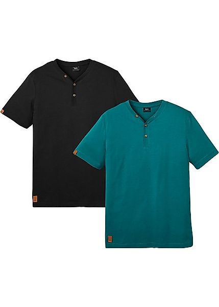 bonprix Henleyshirt (Packung, 2-tlg., 2) Regular fit, Kurzarm, für den Allt günstig online kaufen