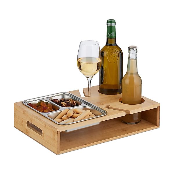 relaxdays Tabletttisch Couchbar mit Edelstahlschale günstig online kaufen