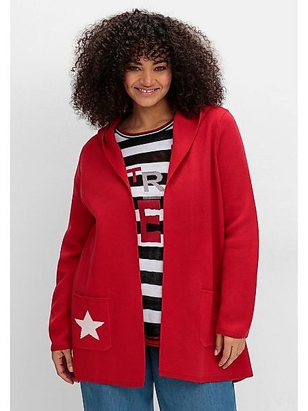 Sheego Strickjacke Große Größen mit Kapuze und Jacquard-Details günstig online kaufen