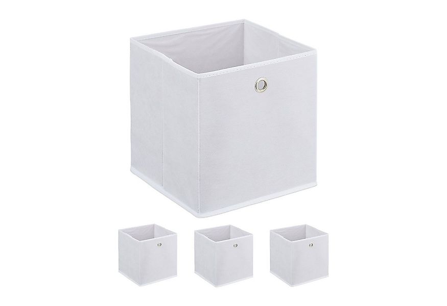 relaxdays Aufbewahrungsbox Weiße Aufbewahrungsbox im 4er Set günstig online kaufen
