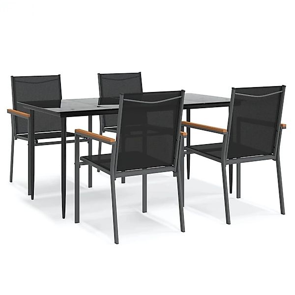 vidaXL 5-Tlg Garten-Essgruppe Schwarz Textilene und Stahl 3187037 günstig online kaufen