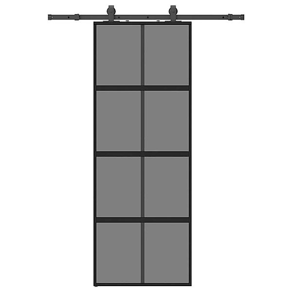 vidaXL Schiebetür mit Beschlag Schwarz 76x205 cm Hartglas 3375919 günstig online kaufen