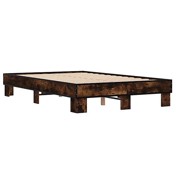 vidaXL Bettgestell Räuchereiche 140x190 cm Holzwerkstoff und Metall 845899 günstig online kaufen