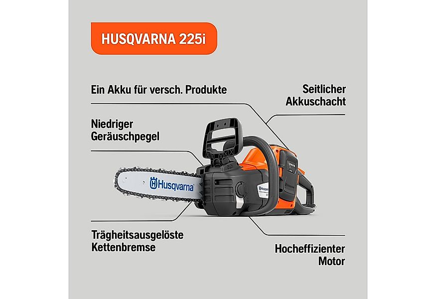 Husqvarna Akku-Kettensäge 225i, 30 cm Schwertlänge, 36V, Leicht, kabellos, günstig online kaufen