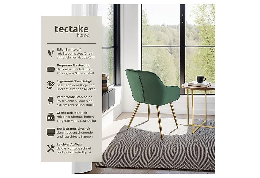 tectake Esszimmerstuhl Stuhl Marilyn, Samtoptik, gesteppt (Set, 2 St), Extr günstig online kaufen