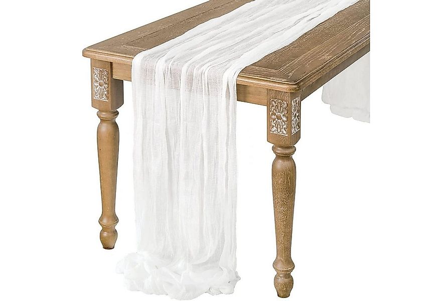 FUROKOY Tischläufer rustikaler Gaze-Tischläufer, Seihtuch, halbdurchsichtig günstig online kaufen