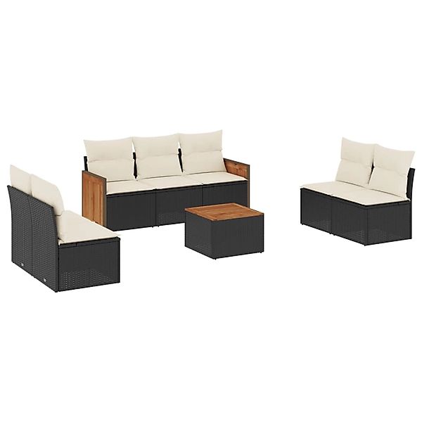 vidaXL 8-Tlg Garten-Sofagarnitur mit Kissen Schwarz Poly Rattan 3227561 günstig online kaufen