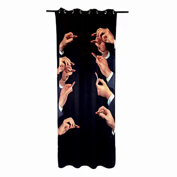 Vorhang Toiletpaper - Lipsticks Black textil schwarz / 140 x 280 cm - Polye günstig online kaufen