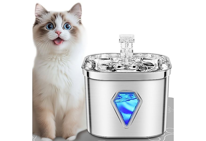 AeroAxis Trinkbrunnen Katzenbrunnen Edelstahl mit LED-Licht, 2,5l, Ultra-Le günstig online kaufen
