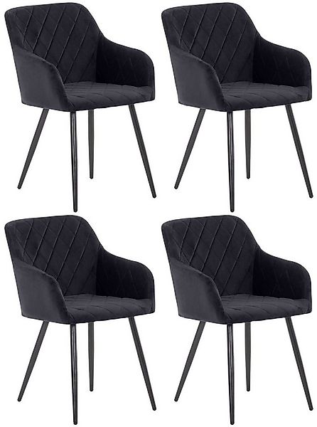 CLP Küchenstuhl Shila (4er Set, 4 St), Metall, Samt/ Stoff, mit Armlehnen günstig online kaufen