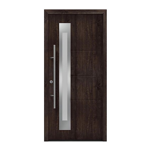 EcoStar Haustür Isopro Secur IPS 780S Eiche Dunkel 110 cm x 210 cm DIN L günstig online kaufen