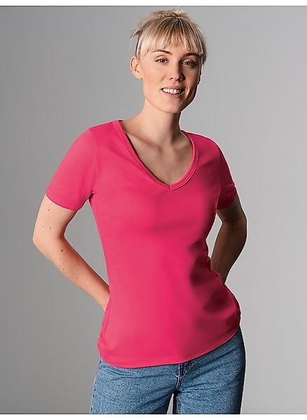 Trigema T-Shirt "TRIGEMA V-Shirt aus Baumwolle/Elastan" 1 Stk. günstig online kaufen
