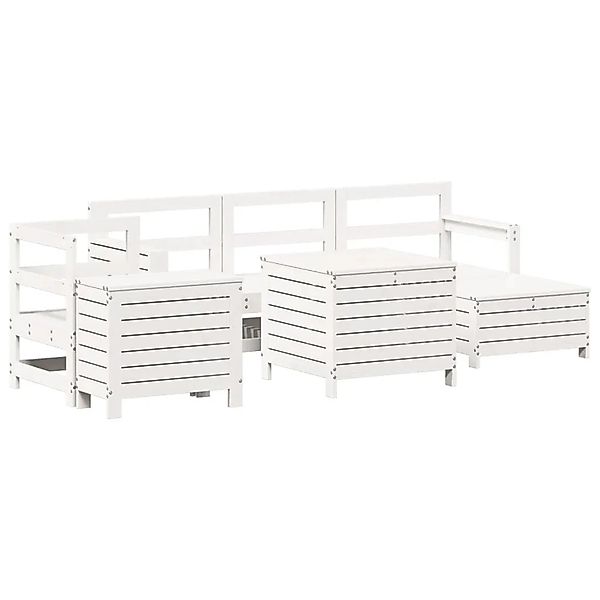 vidaXL 7-Tlg Garten-Sofagarnitur Weiß Massivholz Kiefer 3250517 günstig online kaufen