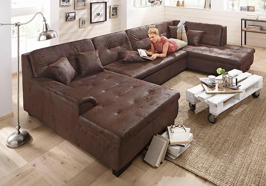 Home affaire Wohnlandschaft "Bergen zeitlos und elegant, U-Form", wahlweise günstig online kaufen