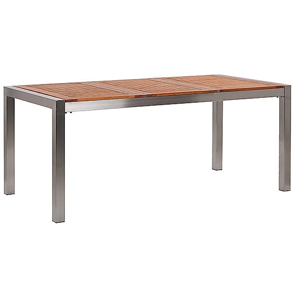 Beliani Gartentisch GROSSETO Heller Holzfarbton Silber 180x90x74 günstig online kaufen