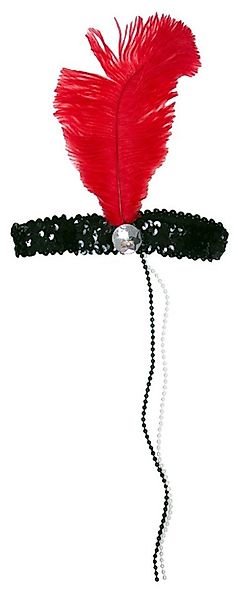 Das Kostümland Kostüm Charleston Feder Stirnband 'Kira' - Schwarz Rot günstig online kaufen