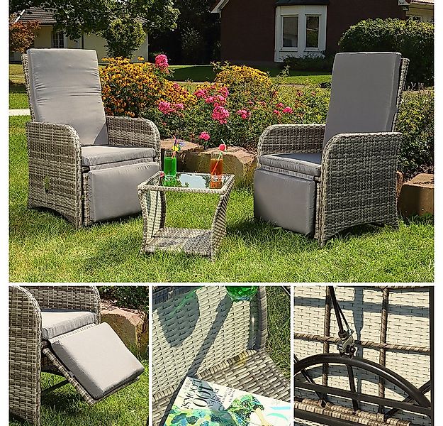 Mucola Sitzgruppe Gartenmöbel Set Sitzgruppe Polyrattan Balkonset Essgarnit günstig online kaufen