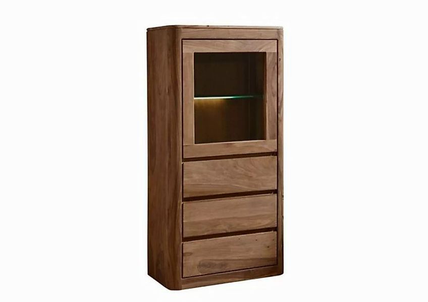 Massivmoebel24 Standvitrine (Vitrine Sheesham 70x40x145 smoked cherry gebei günstig online kaufen