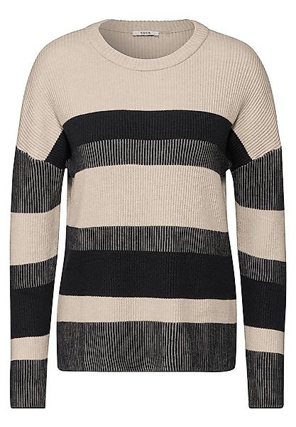 CECIL Strandpullover Striped Round Neck Black günstig online kaufen