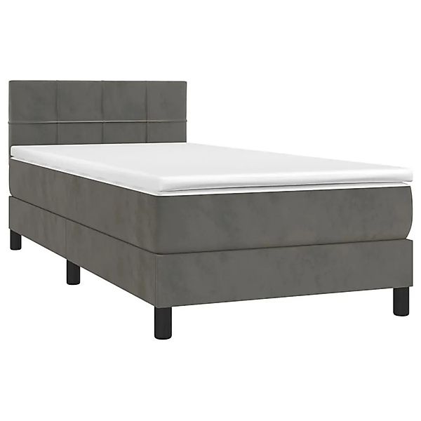vidaXL Boxspringbett mit Matratze & LED Dunkelgrau 80x200 cm Samt 3134370 günstig online kaufen